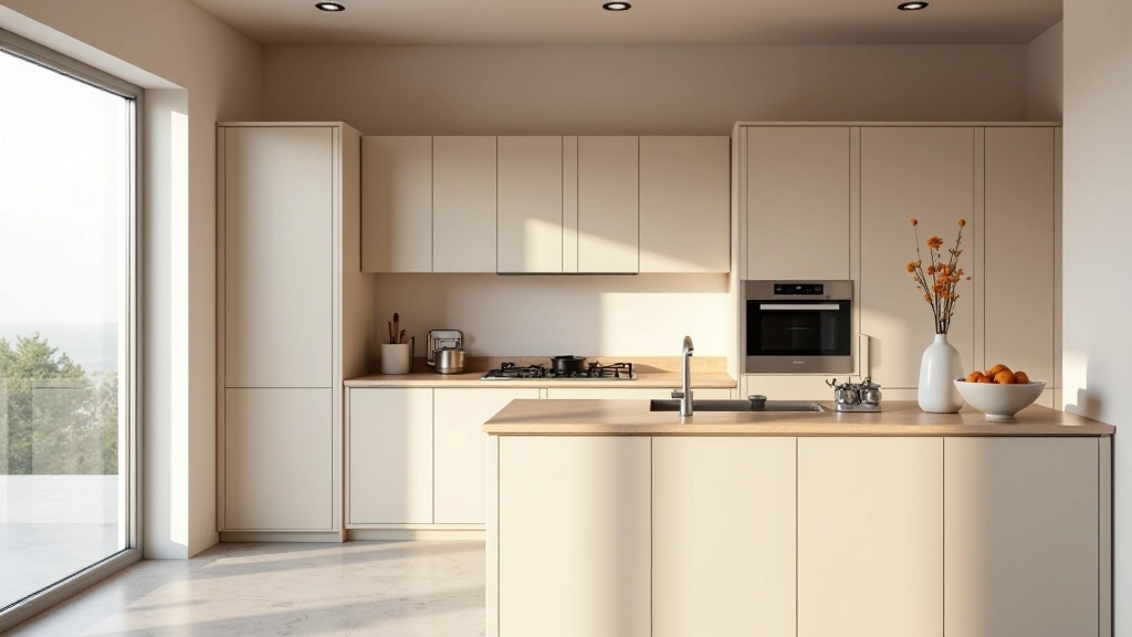 Pensili sospesi e scaffali fino al soffitto in una cucina compatta, sfruttamento dello spazio verticale