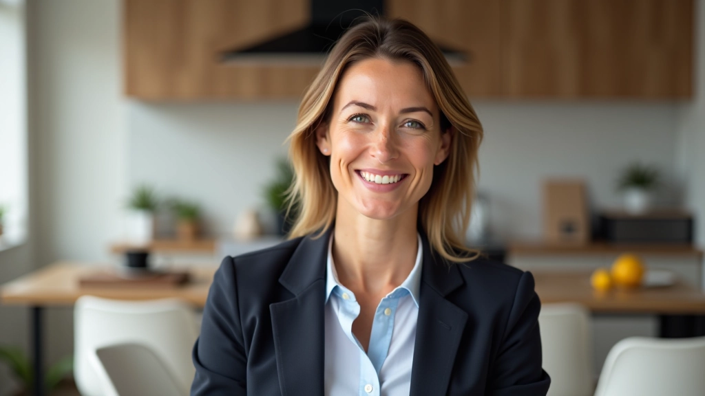 Consulente esperto in materiali e selezione per cucine, portrait shot from chest up, professional environment, bright lighting, sharp focus