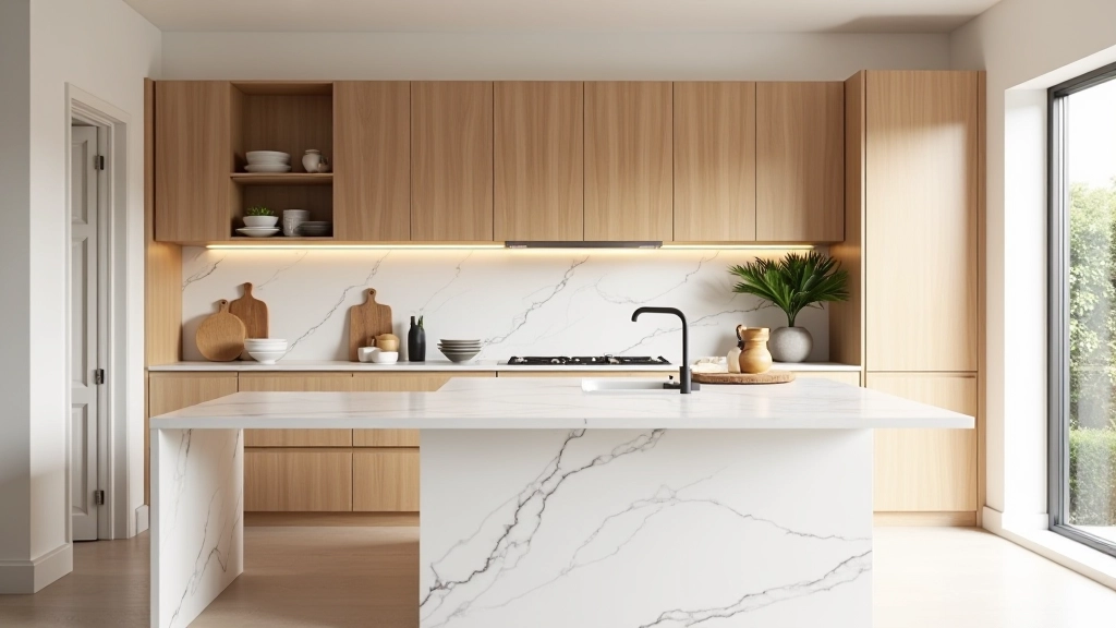 Cucina italiana moderna con elementi di artigianato tradizionale e finiture contemporanee